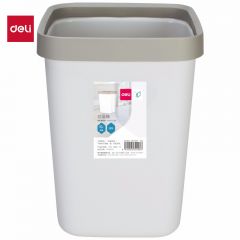 得力（deli） 18820 得心压圈方形垃圾桶家用清洁桶纸篓办公用品办公居家垃圾桶无盖 浅灰 0L中号带压圈