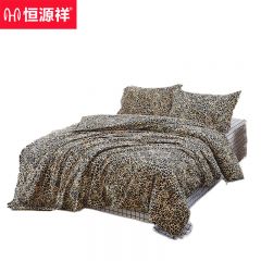 恒源祥 四件套印花床单被套枕头套床上套件豹富四季款（220*240cm）