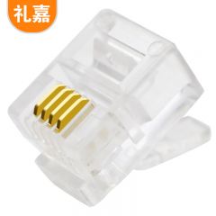 礼嘉（LIJIA） XL-DH4100工程级4芯电话水晶头6P4C水晶头 纯铜镀金工程级 RJ11语音CAT3两芯电话线插头连接头100个/袋