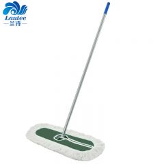 兰诗（LAUTEE）螺丝扣款大号钢杆尘推 商用酒店物业平板拖把 绿色-120厘米 GJ-0140