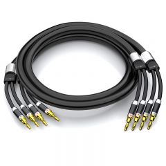 秋叶原 QS9918T2发烧级音响喇叭线单晶铜香蕉头音频线HiFi级胆机功放接音箱连接线2对2米