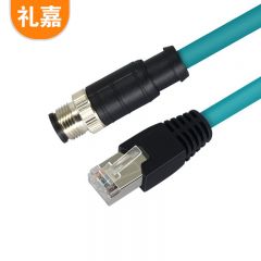 礼嘉（LIJIA） 8针A型M12转RJ45航空插头20米 高柔相机工业屏蔽网线拖链电缆 超柔屏蔽耐折弯耐磨康耐视 LJ-M12-8A20