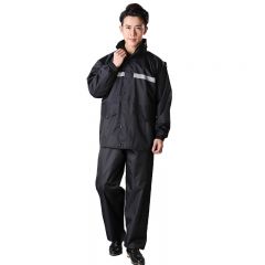 三极户外（Tri-Polar） 双层户外加厚分体加长款黑色单人成人男风衣保安执勤雨衣TP1675黑色S码