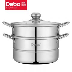 德铂（Debo） 马德里蒸锅燃气电磁炉通用家用不锈钢二层蒸锅26cm