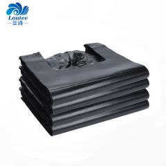 兰诗（LAUTEE） 黑色手提垃圾袋酒店商用背心垃圾袋 黑色24*37cm*100只装