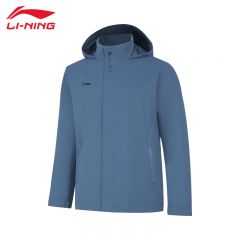 李宁（LI-NING） 防风保暖男款运动风衣AFDUA05-11雨幕蓝S