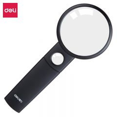 得力（deli） 9090 办公学生银行放大镜 手持高清阅读放大镜(带辅助放大镜)