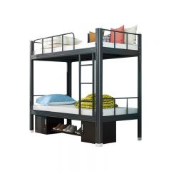 悦山 铁架床双层宿舍床含床板含床下柜 磨砂黑 1000*2000*1800mm