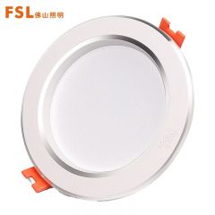 佛山照明（FSL）LED筒灯三段调色 6W 白玉银边/个