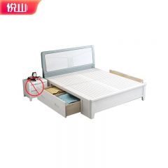 悦山 北欧木质床家用简约压纹木床不含床垫床头柜 双抽高箱 1800*2000*1060mm