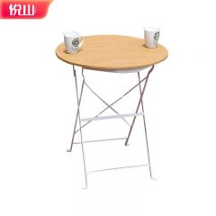 悦山 阳台花园小桌子户外草坪塑木柚木色折叠台600*600*700