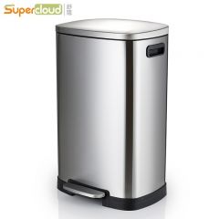 舒蔻（Supercloud） 大垃圾桶脚踏式车站大厅大容量翻盖不锈钢垃圾桶【单桶50L】