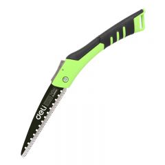 得力（deli）九齿刀片折叠锯子 手工锯园林锯伐木锯SK5钢锯片绿色DL580601