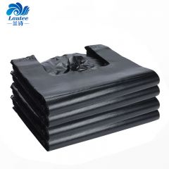 兰诗（LAUTEE） 黑色手提垃圾袋酒店商用背心垃圾袋  65*97cm*100只装