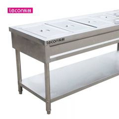 乐创（lecon） 商用平板保温售饭台 四格不锈钢恒温车 LC-J-SFT04