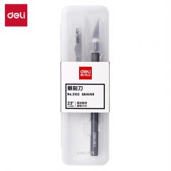 得力（deli） 2102橡皮印章美工刀手帐木质工艺模型精细美工刀雕刻刀 深灰色