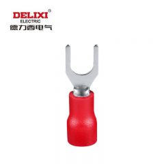 德力西电气 SV冷压端子铜线耳鼻 SV2-5叉形预绝缘端头 红 厚0.6mm (500只)