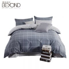 博洋家纺（BEYOND HOME TEXTILE） 纯棉四件套简约条纹双人床单被套全棉套件格爵200*230cm