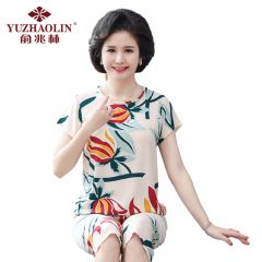 俞兆林 步步莲花ZY-SYW118棉绸中老年休闲家居服两件套 2XL