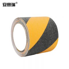 安赛瑞（SAFEWARE） 磨砂防滑胶带 PVC防滑条楼梯地贴 耐磨台阶自粘贴条 100mmx5m 黄黑色