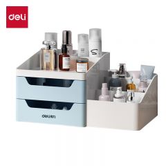 得力(deli)  九格办公桌面收纳盒笔筒学习用品 抽屉式储物盒化妆首饰盒 浅蓝8900