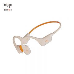爱国者（aigo） GS06骨传导蓝牙运动游泳耳机 IPX8级防尘防水开放式无线骑行跑步挂耳式 超长续航 适用手机 米色