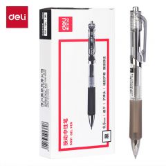 得力（deli）S801速干中性笔0.5mm黑色子弹头学生办公签字笔 按动笔水笔