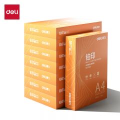 得力（deli）橙铂印A4打印纸复印纸 70g500张8包 双面打印木浆草稿复印纸 整箱4000张 ZF542